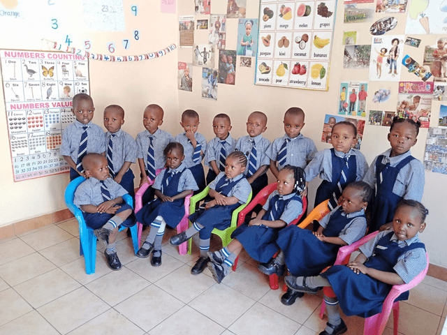 St. Scholastica pre-primary learners together in their classroom
